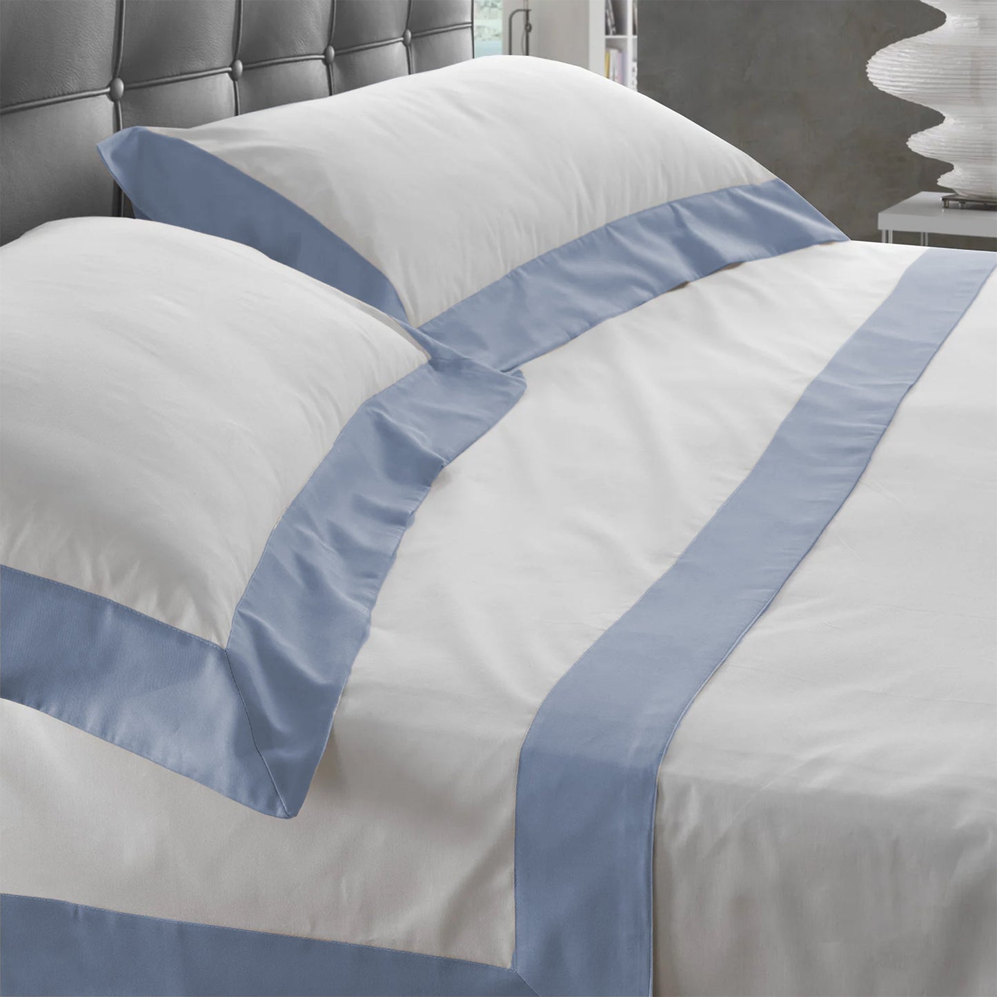 DIAMANTE COMPLETO LETTO COTONE CON BALZA DI RASO | Biancoperla