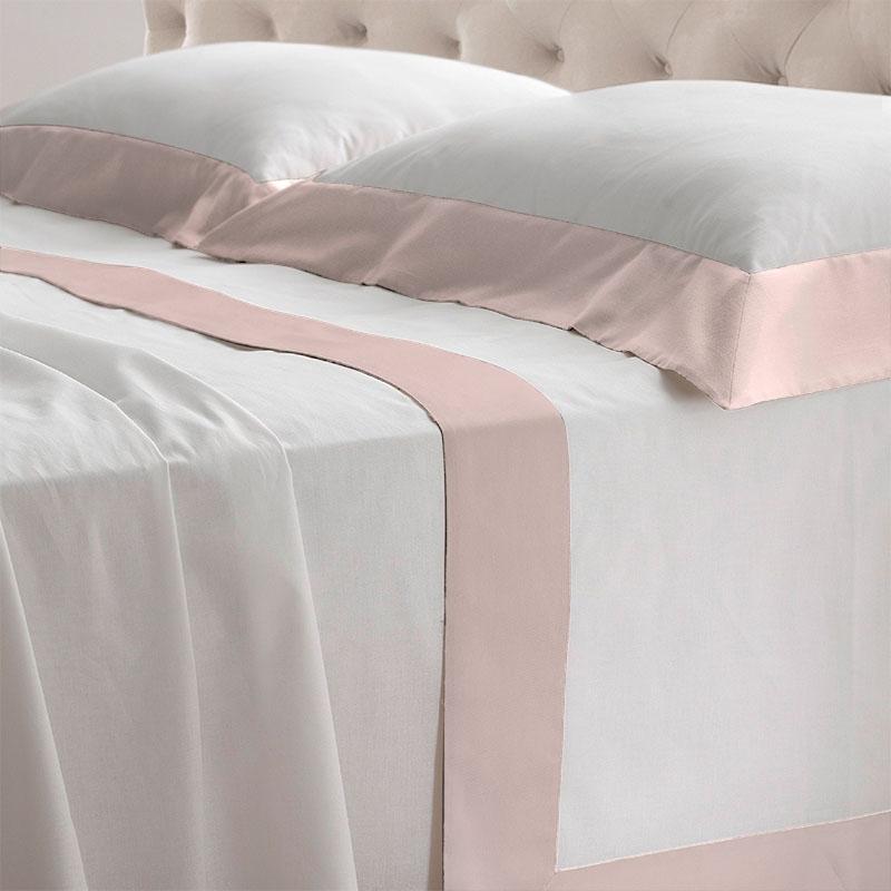 DIAMANTE COMPLETO LETTO COTONE CON BALZA DI RASO | Biancoperla