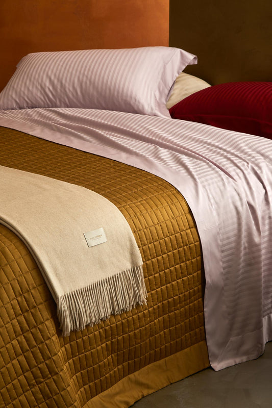 CABANA COMPLETO LETTO MATRIMONIALE IN RASO RIGATO | Biancoperla