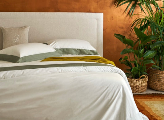 DIAMANTE COMPLETO LETTO COTONE CON BALZA DI RASO | Biancoperla