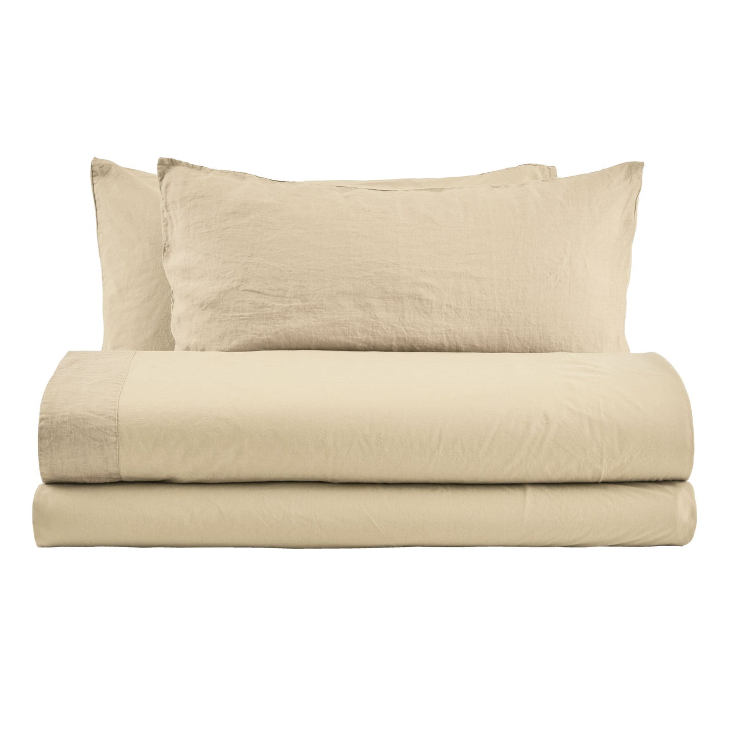 NANTES COMPLETO LETTO MATRIMONIALE IN COTONE CON BALZA DI LINO E FEDERE DUBLE FACE | Biancoperla