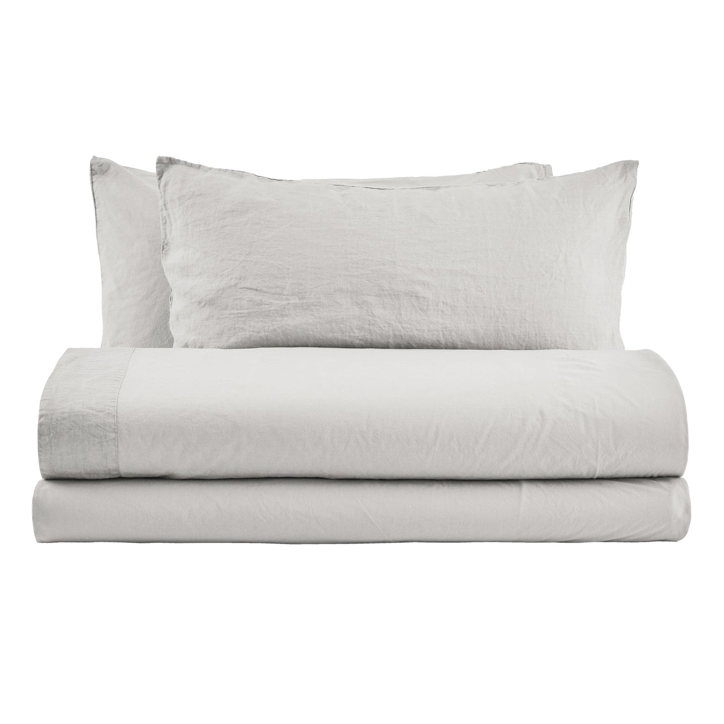 NANTES COMPLETO LETTO MATRIMONIALE IN COTONE CON BALZA DI LINO E FEDERE DUBLE FACE | Biancoperla