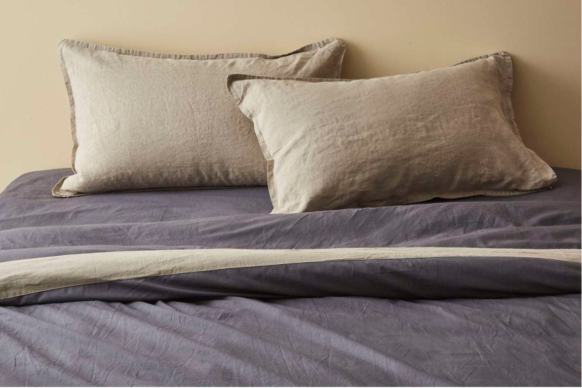 EKO LINO WASHED COMPLETO COPRIPIUMINO IN COTONE CON BALZA DI LINO | Biancoperla
