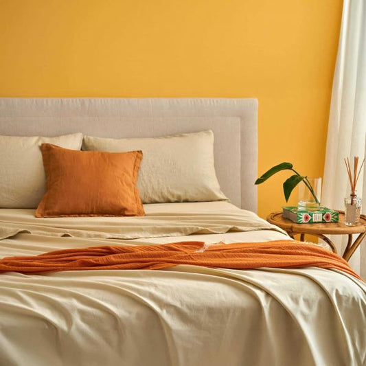NANTES COMPLETO LETTO MATRIMONIALE IN COTONE CON BALZA DI LINO E FEDERE DUBLE FACE | Biancoperla